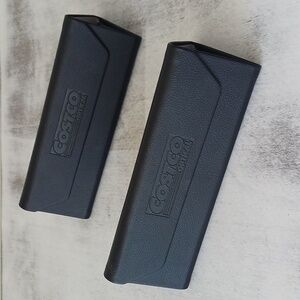 2 pc Costco Black Faux Leather Foldable Triangle Eyeglass Cases Only